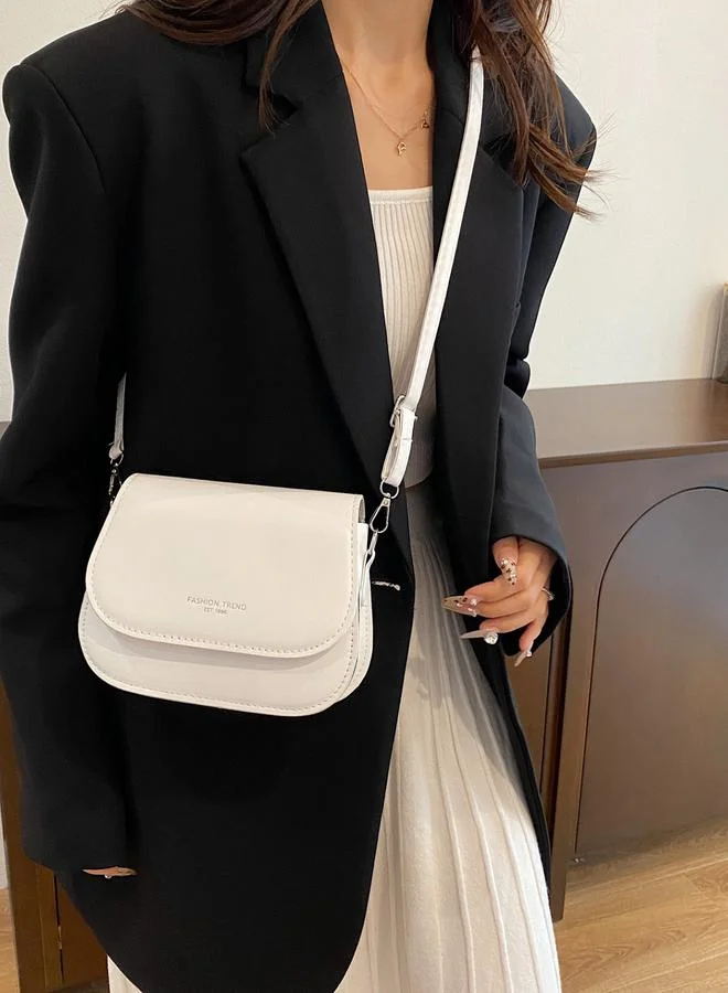 Take Two White Solid Crossbody Bag
