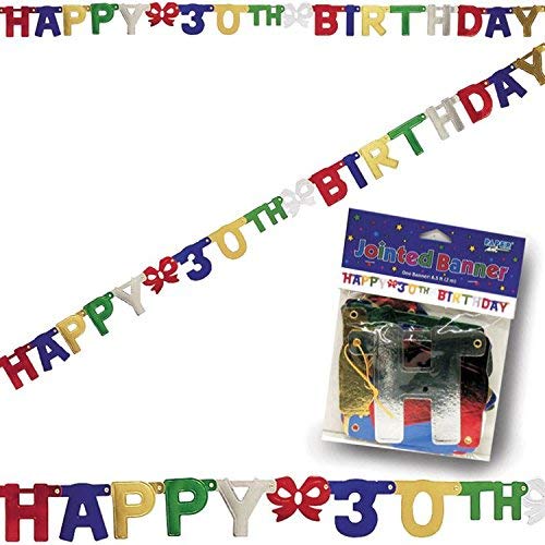 Creative Converting Party Decoration Jointed Banner, Happy 30th Birthday, 6.5 Feet - Image 2