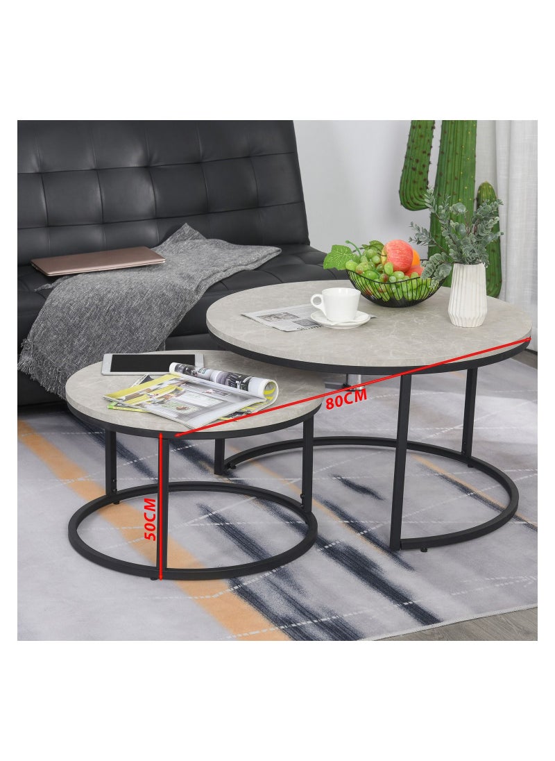 Home Gallery Home gallery 2 Pcs Stacking Coffee Table Set - Gray 50X80X80  - Image 3