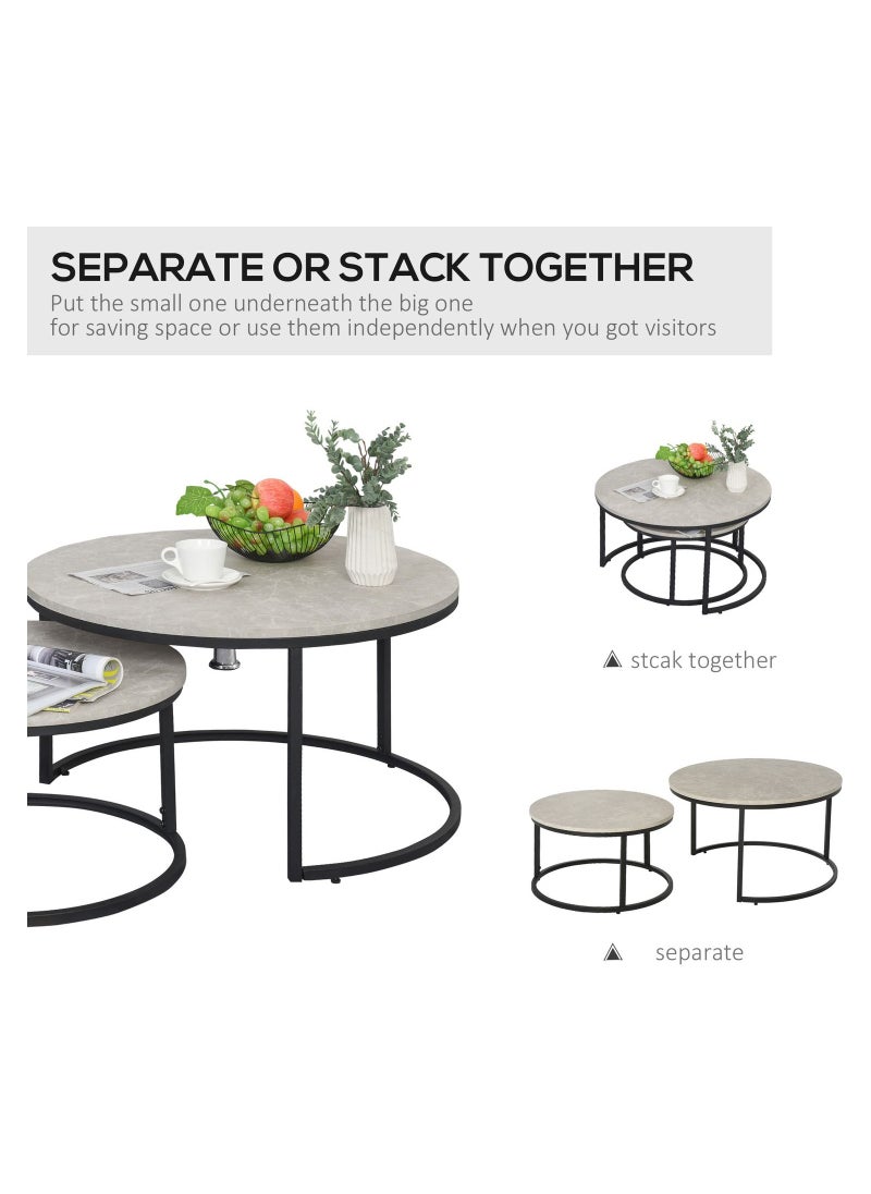 Home Gallery Home gallery 2 Pcs Stacking Coffee Table Set - Gray 50X80X80  - Image 2
