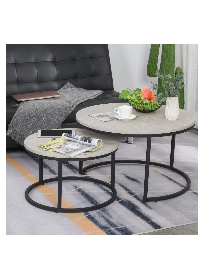 Home Gallery Home gallery 2 Pcs Stacking Coffee Table Set - Gray 50X80X80  - Image 1