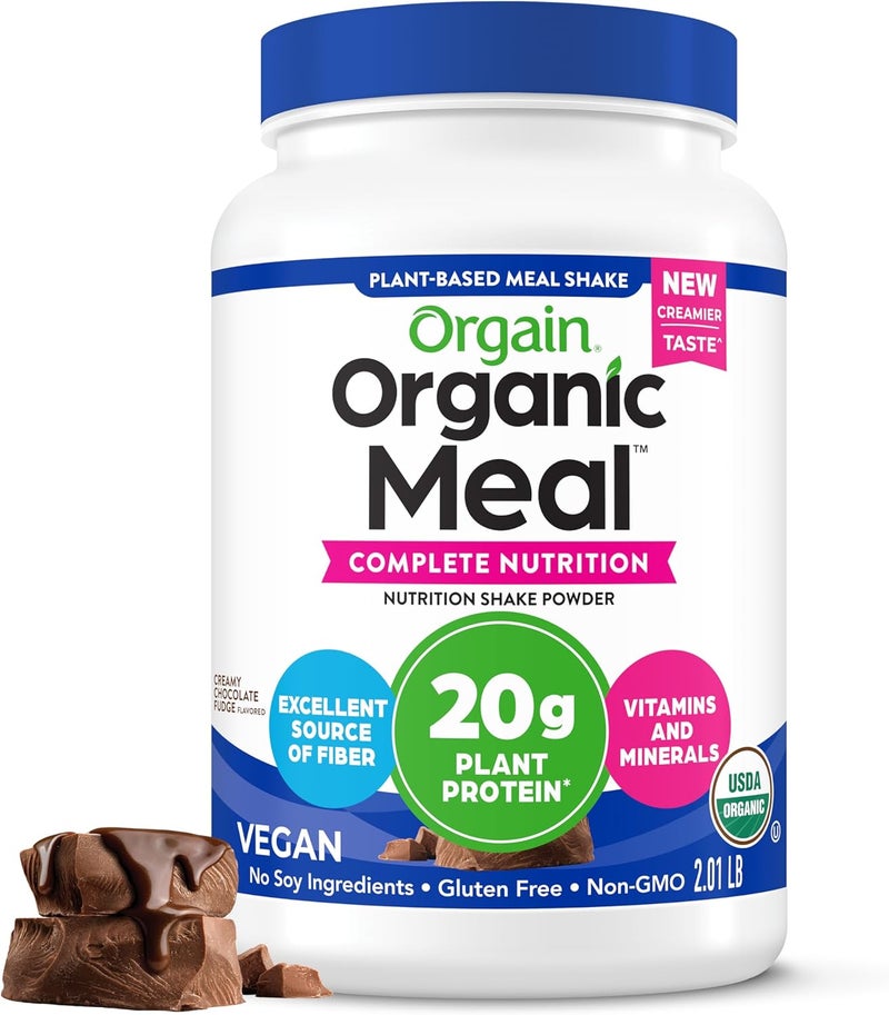 Orgain Organic Vegan Meal Replacement Protein Powder Creamy Chocolate Fudge  20g Plant Based Protein Gluten Free Dairy Free Lactose Free Soy Free No Sugar Added For Smoothies  Shakes  203lb - Image 1