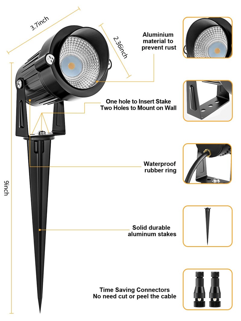 ZUCKEO 10W Low Voltage Landscape Lights LED Landscape Lighting with Connectors 12V Waterproof Outdoor Landscape Spotlights Floor Yard Lawn Best Garden Lights 1000LM Warm White (10Pack with Connector) - Image 5