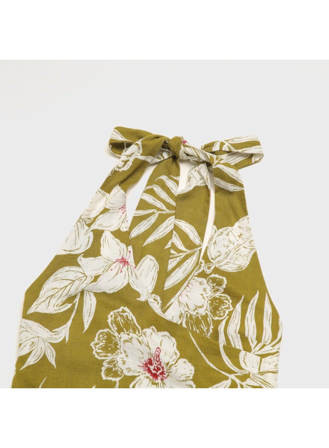 Zara Elegant Floral Print Long South Of France Holiday Style Halter Neck Cardigan Dress - Image 4