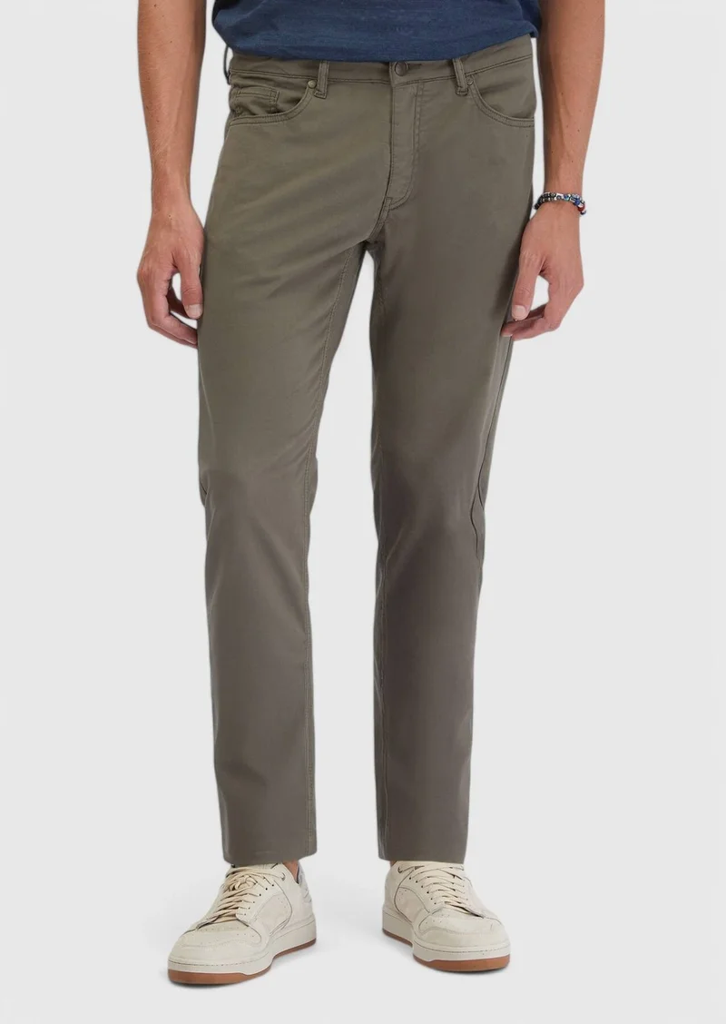 RAMSEY Khaki Weaving Slim Fit Casual Cotton Blended Trousers