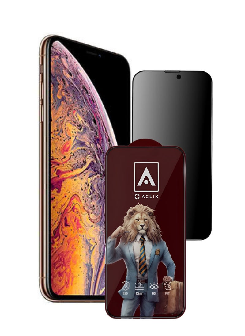 ACLIX Antistatic ESD Dustproof Premium Quality High Definition Anti-Spy Privacy Tempered Glass Screen Protector Designed For  iPhone XS Max - Image 1