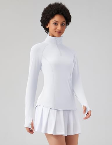LOMON Womens UPF 50 Sun Protection Hiking Shirts Quick Dry Long Sleeve Workout Golf Tops Lightweight Running PulloverWhiteL - Image 3