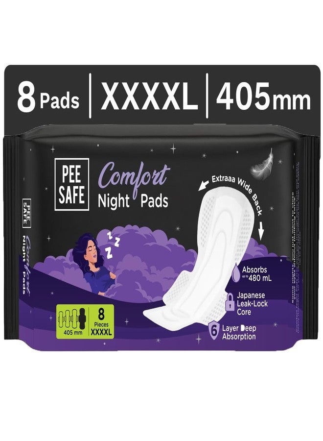 PEESAFE Pee Safe Comfort All Night Pads | 8 Pads XXXXL - 405mm | Extra Wide Back with Dual Wings | 6 Layer Deep Absorption | Japanese Leak-Lock Technology | Overnight Leak Free Protection | Extra Long - Image 1