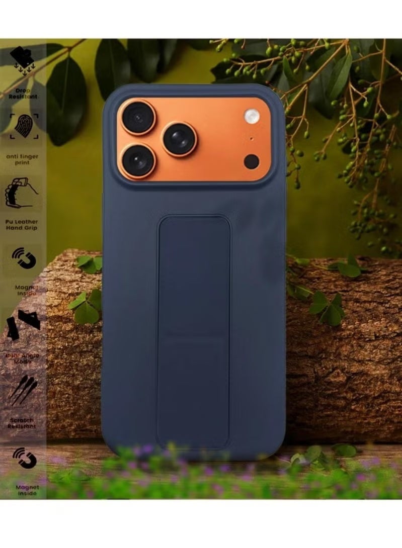 JAJEEK Slim & Durable Apple iPhone 17 Pro Max Case Cover with Built-In Magnetic Hand Grip – 3-in-1 Shock-Absorbent Protective Phone Case in Stylish Blue Featuring Secure Handling Grip, Stand Function & Maximum Protection – Perfect Fit for iPhone 17 Pro Max - Image 5