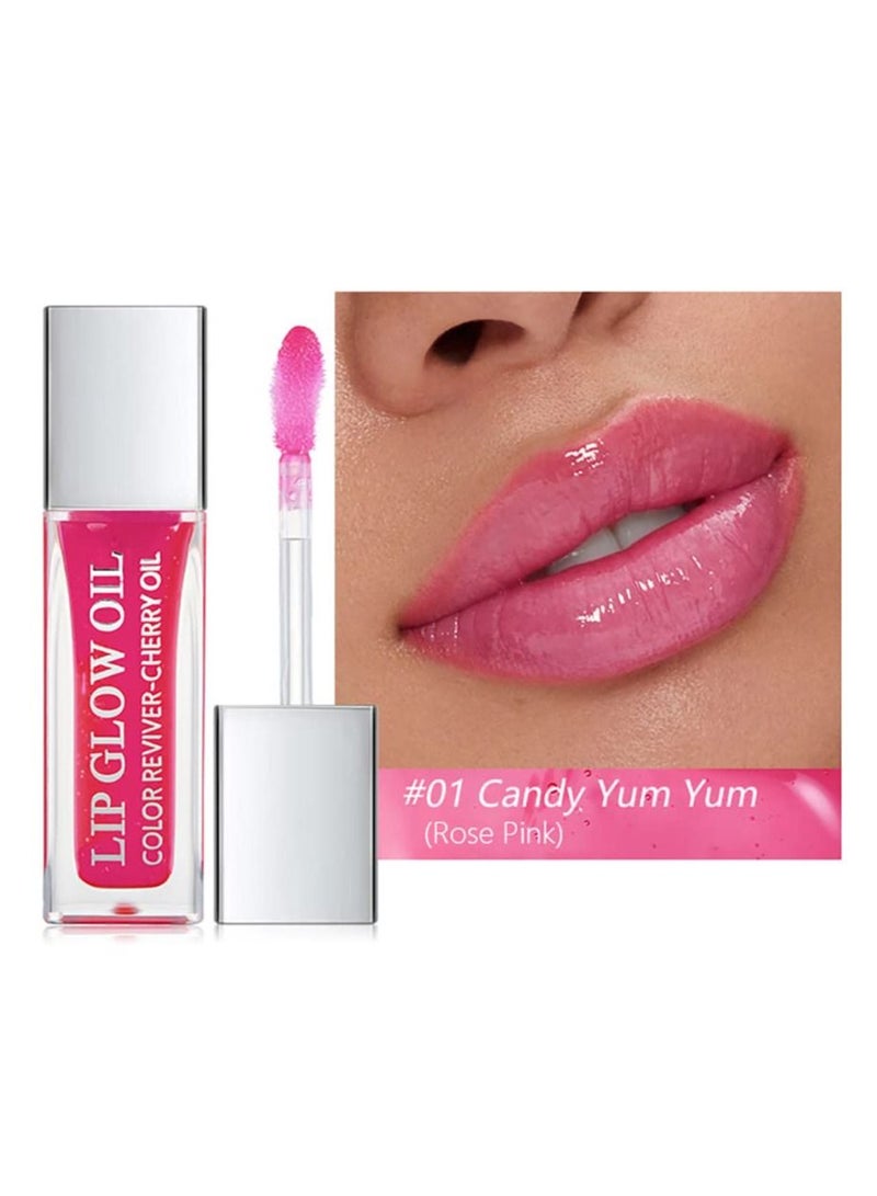 SYOSI Plumping Lip Oil Hydrating Lip Gloss Tinted Lip Balm Lip Care Transparent Toot Lip Oil Long Lasting Nourishing Lip Glow Oil Non Sticky Big Brush Head Glitter Shine Primer Lip Tint  - Image 2
