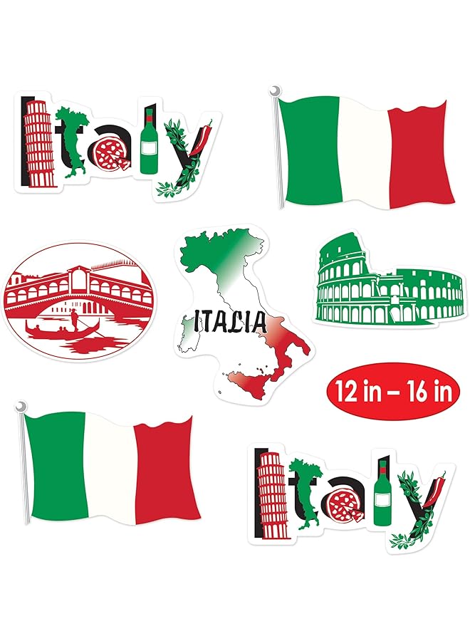 إيروريكس 53674 قطع إيطالية مقطوعة 14 قطعة ديكورات إيطالية دولية حول العالم لوازم حفلات 12 بوصة 16 بوصة أحمر أبيض أخضر أسود - Image 3