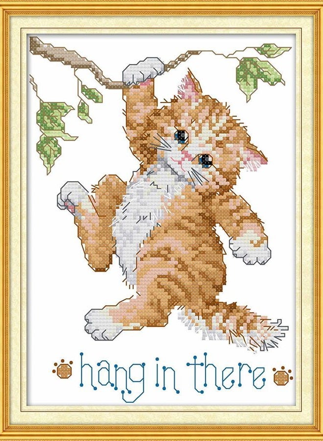 CROSSDECOR Cross Stitch Stamped Kits Quilt Pre-Printed Cross-Stitching Patterns for Beginner Kids Adults, Embroidery Crafts Needlepoint Starter Kits The Owl 9.5x13.4 inch D386-11CT- Stamped - Image 1