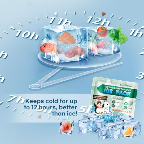 SuccorWare 5 Packs Reusable Ice Packs for Lunch Boxes - 12+ Hour Cooling Ice Gel Pack for Camping, Beach, Office - Ice Packs for Cooler Bag, Cooler Backpacks (250 Grams) - Image 4