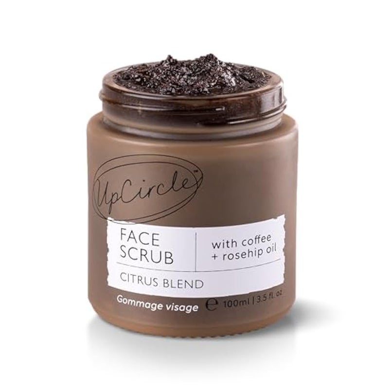 UpCircle Coffee Face Scrub - Citrus Blend For Normal + Dry Skin 100ml - Shea Butter, Coconut + Rosehip Oil - Natural, Vegan Face Exfoliator For Soft, Smooth Skin - Image 1