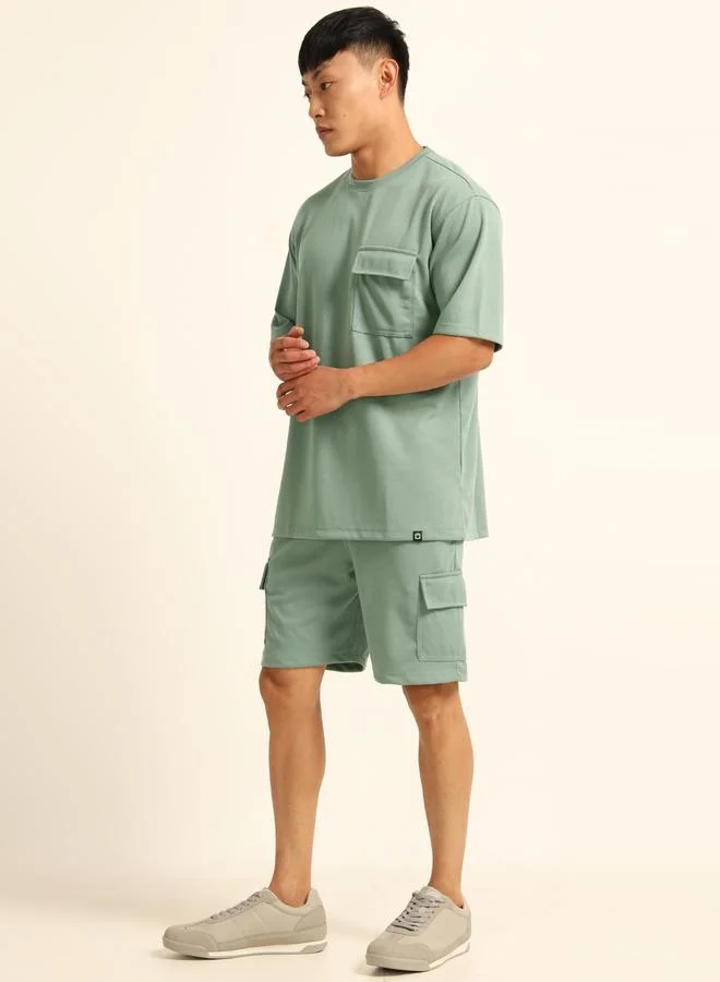Bushirt Bushirt Men Drop-Shoulder Oversized T-Shirt and Shorts Set