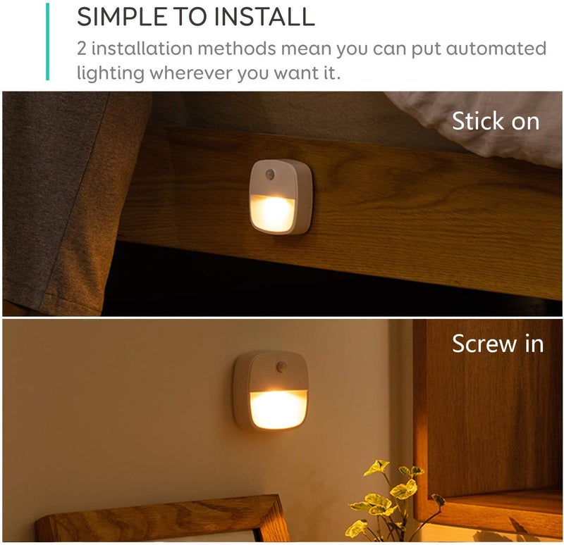 Womdee 3-Pack Stick-Anywhere Night Light, Warm White LED, Motion Sensor, Energy Efficient, Plastic, Minimalist Style - Image 5