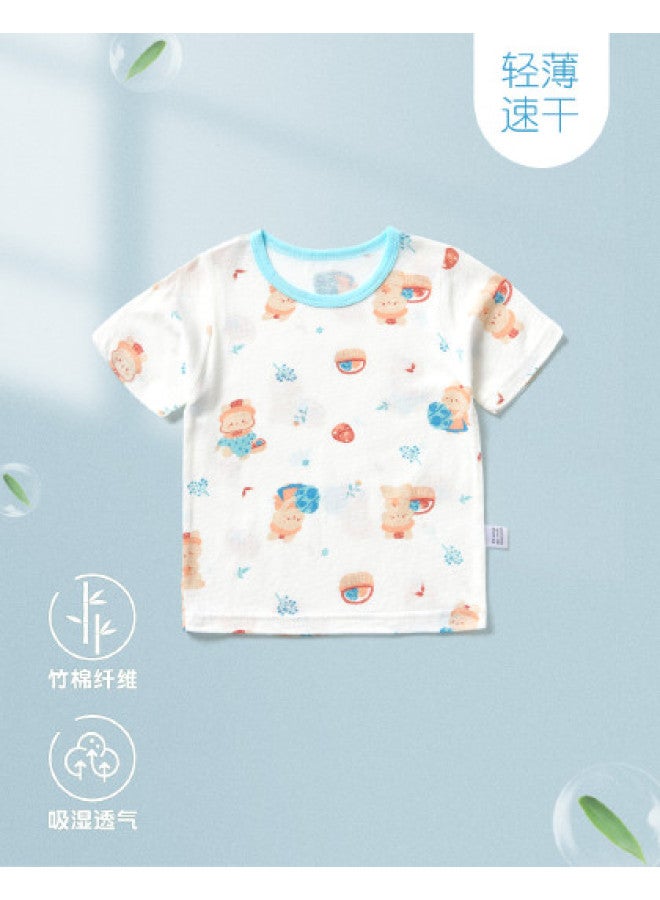 Doxiluka Newborn Baby Clothes Summer Thin Short-sleeve T-shirt Bamboo Cotton Fiber Top Infant Half-sleeve Breathable Undershirt Cartoon Print - Image 1