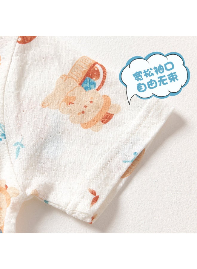 Doxiluka Newborn Baby Clothes Summer Thin Short-sleeve T-shirt Bamboo Cotton Fiber Top Infant Half-sleeve Breathable Undershirt Cartoon Print - Image 4