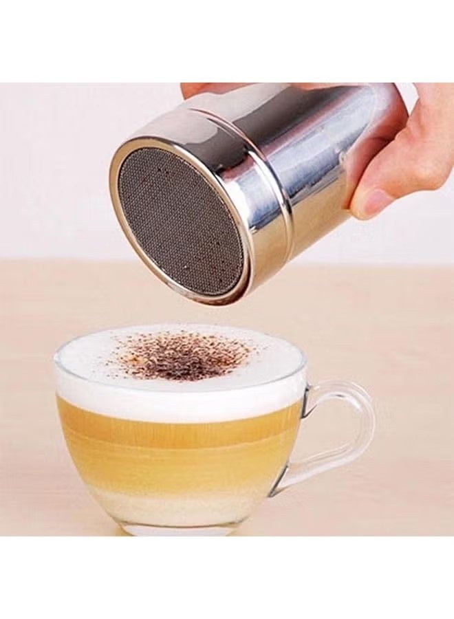 واي جيه هزاز السكر 2 قطع من الفولاذ المقاوم للصدأ مسحوق السكر مع الأكمام هزاز شبكية جيدة هزاز التوابل زجاجة هزاز الملح دقيق السكر - Image 3