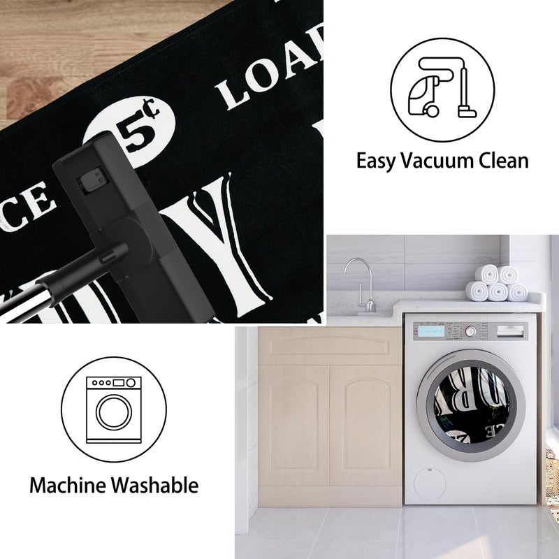 EYECY Non Slip TPR Back Runner Rug - 20"X49" Bordered Design Washable Area Rugs for Kitchen, Bathroom, Hallway & Entryway - Black - Image 4