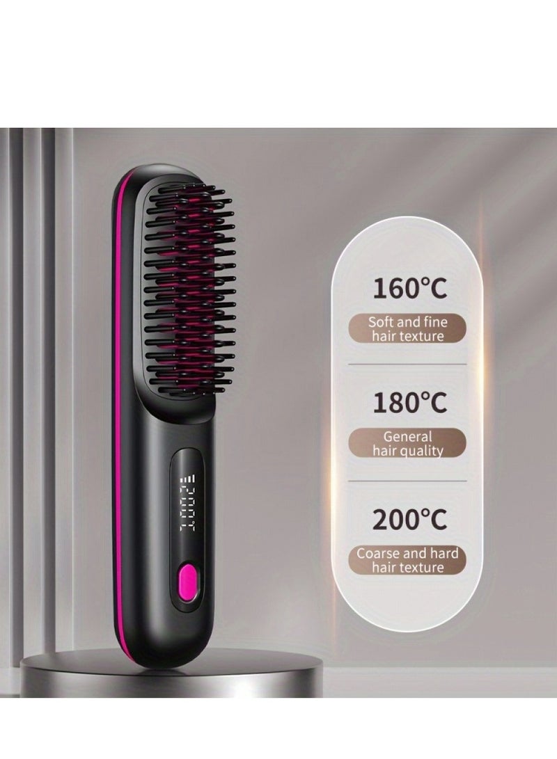 Generic Portable and cordless straight hair comb, fast heating, constant temperature heat-resistant design, negative ion technology, smart digital display, USB charging, thin and lightweight, very suitable for home and travel use, perfect gift for women  - Image 5