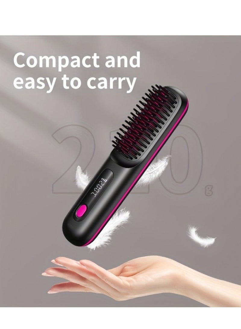 Generic Portable and cordless straight hair comb, fast heating, constant temperature heat-resistant design, negative ion technology, smart digital display, USB charging, thin and lightweight, very suitable for home and travel use, perfect gift for women  - Image 3
