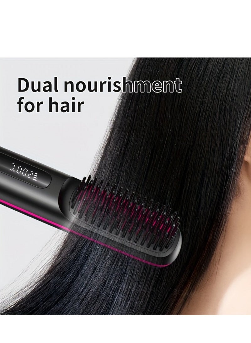 Generic Portable and cordless straight hair comb, fast heating, constant temperature heat-resistant design, negative ion technology, smart digital display, USB charging, thin and lightweight, very suitable for home and travel use, perfect gift for women  - Image 2