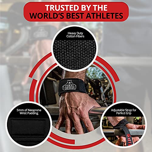 Bear Grips Lifting Straps Gym, Wrist Straps for Weightlifting, Gym Straps, Weightlifting Straps, Deadlift Straps, Weight Lifting Straps for Men, Weight Straps Lifting Women, 2 Lifting Strap Black - Image 3