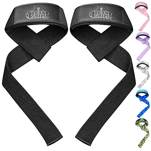 Bear Grips Lifting Straps Gym, Wrist Straps for Weightlifting, Gym Straps, Weightlifting Straps, Deadlift Straps, Weight Lifting Straps for Men, Weight Straps Lifting Women, 2 Lifting Strap Black - Image 1