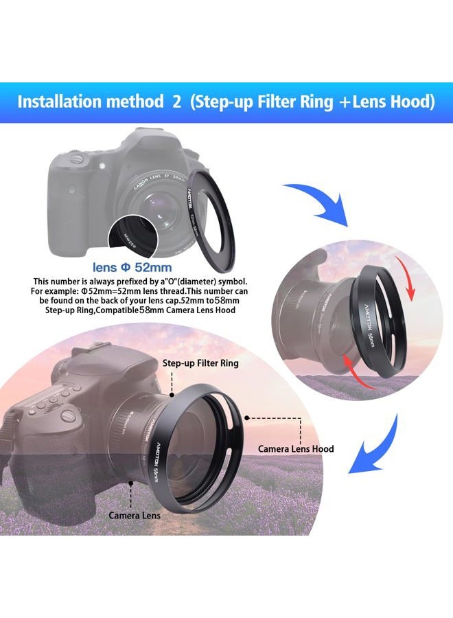 AMOTOK 58mm Camera Lens Hood Compatiable All Brands Ø58mm Lenses.Example EF100-300mmf/5.6L;EF75-300mmf/4-5.6IIUSM,EF 28mmf/1.8USM;EF100mmf/2.8USM;EF-S18-55mmf/3.5-5.6ISII,AF-S50mmf/1.8G - Image 5