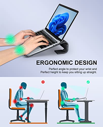Soqool Laptop Stand for Desk, Ergonomic Detachable Laptop Riser, Aluminum MacBook Stand, Compatible with 12-17'' All Laptops Such as MacBook Pro/HP/Dell/Lenovo, Black - Image 2