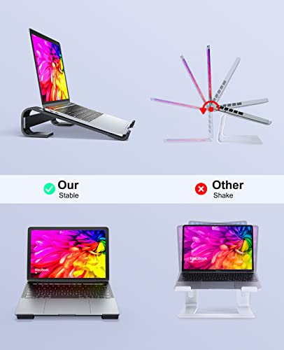 Soqool Laptop Stand for Desk, Ergonomic Detachable Laptop Riser, Aluminum MacBook Stand, Compatible with 12-17'' All Laptops Such as MacBook Pro/HP/Dell/Lenovo, Black - Image 3