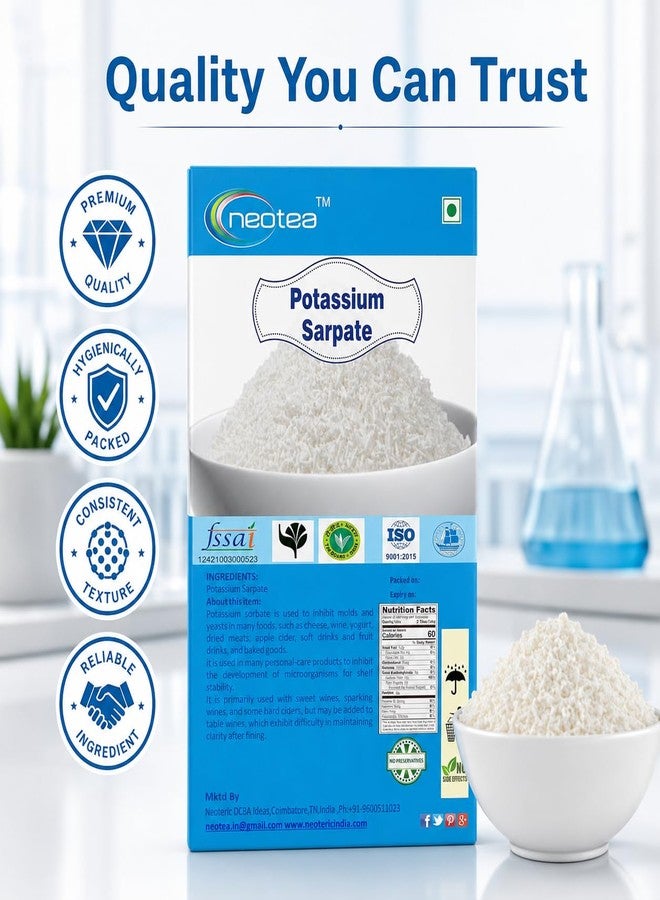 Neotea Potassium Sorbate Food Grade Preservative Powder | Helps Maintain Freshness in Food & Beverage Preparations | Multipurpose Ingredient for Baking, Beverages, Sauces & Homemade Recipes | 100% Pure | Resealable Pack 250 Gm - Image 5