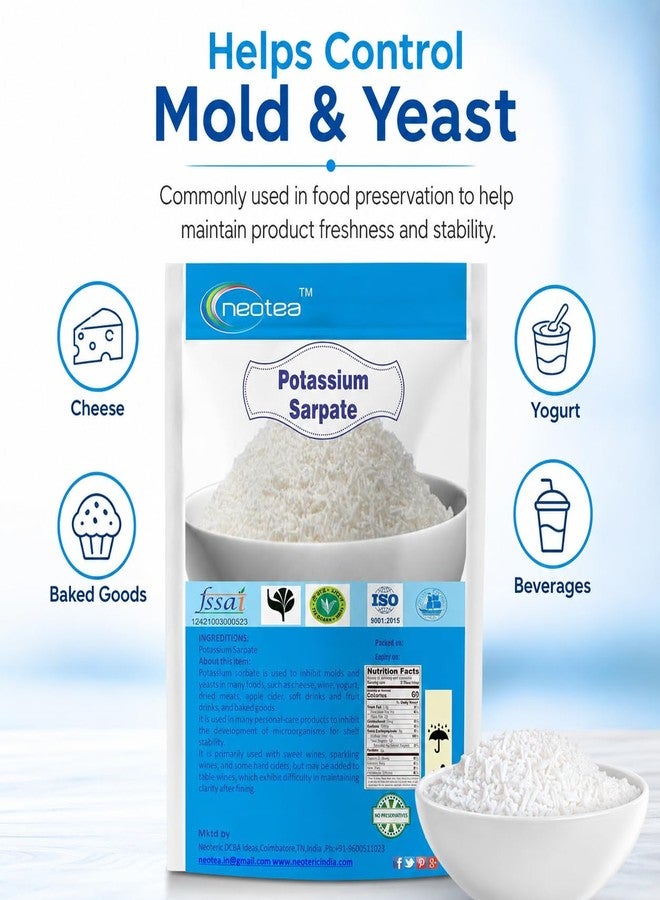 Neotea Potassium Sorbate Food Grade Preservative Powder | Helps Maintain Freshness in Food & Beverage Preparations | Multipurpose Ingredient for Baking, Beverages, Sauces & Homemade Recipes | 100% Pure | Resealable Pack 250 Gm - Image 3