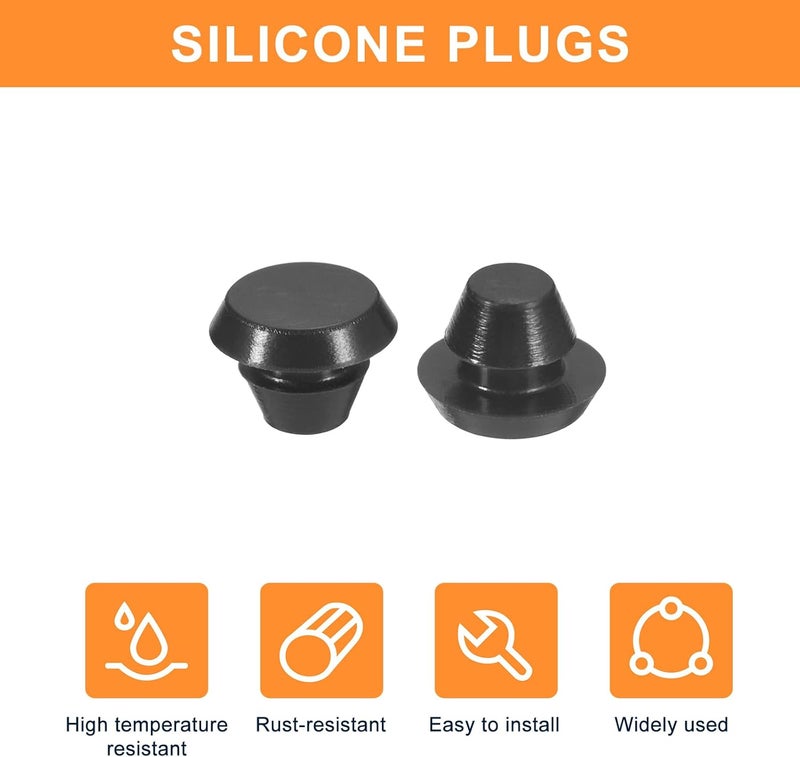 QUARKZMAN 25 Pieces Silicone Plugs, Round Rubber Plugs Snap into 5-5.5mm Holes, Waterproof Hole Plugs for Metal Pipe, Furniture End Caps, Black Inserts - Image 4