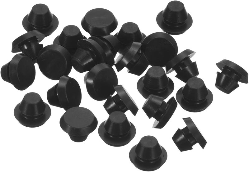 QUARKZMAN 25 Pieces Silicone Plugs, Round Rubber Plugs Snap into 5-5.5mm Holes, Waterproof Hole Plugs for Metal Pipe, Furniture End Caps, Black Inserts - Image 1