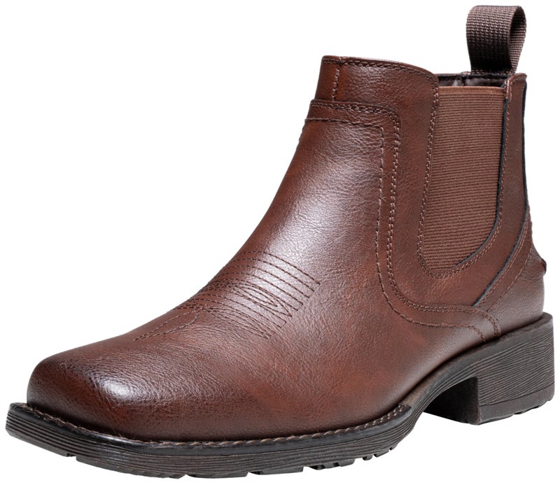 Jousen Cowboy Boots For Men Square Toe Chelsea Boots Men Classic Slip On Western Boots Ankle Casual Dress Boots(AMY8430 brown 10.5) - Image 1