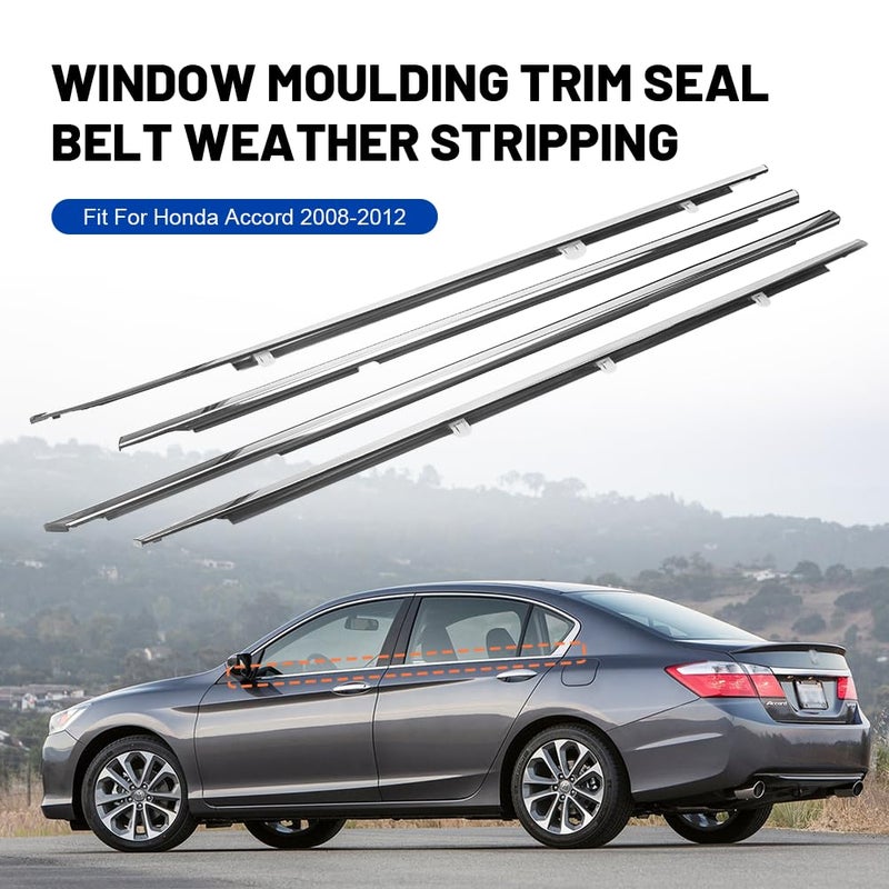 GZYF Auto Window Seal Weather Stripping, 4PCS Window Moulding Trim Seal Belt Weather Strip for Honda Accord 2008-2012, 4-Door Sedan,Replaces#72410-TA0-A01 72450-TA0-A01 72910-TA0-A01 72950-TA0-A01 - Image 2
