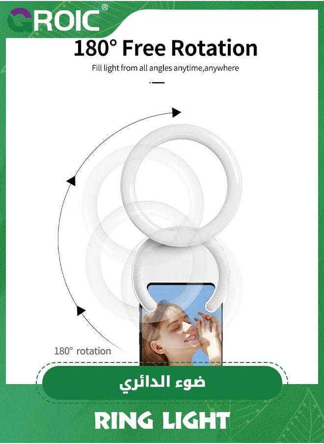 GROIC Ring Light for Laptop, Video Conference Lighting kit Zoom Meetings, 500mAh Battery Operated Portable Light, 3 Color Modes 3000K-7000K Dimmable Selfie Ringlight Phone/Computer/Makeup  - Image 5
