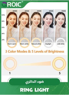 GROIC Ring Light for Laptop, Video Conference Lighting kit Zoom Meetings, 500mAh Battery Operated Portable Light, 3 Color Modes 3000K-7000K Dimmable Selfie Ringlight Phone/Computer/Makeup  - Image 3