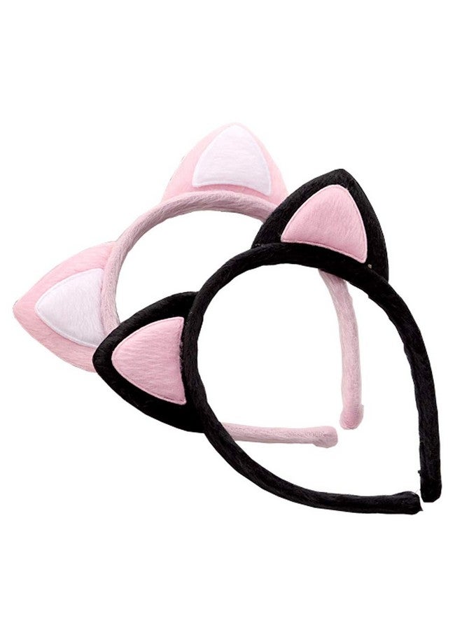 VANTOBEST 2Pcs Lovely Cute Cat Ears Plush Cloth Headband Headwear Head Wrap Hairband Hair Bands Hair Hoops Suitable For Cosplay Holiday Party (Random Color) - Image 2