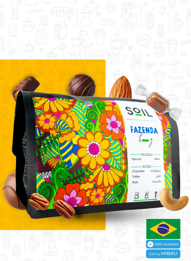 SOIL Coffee Bean Fazedda Brazil Treated, dried dryer for Espresso and Filter V60 Unground Roasted Coffee Beans for Specialty Luxury Coffee 250g Dairy and Drip Maker Coffee - Image 1