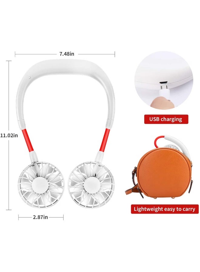 Portable Neck Fan Rechargeable Personal Hand-Free Fan Mini USB Wearable Neckband Sport Fan, 3 Speed Adjustable, 360 Degrees Free Rotation Perfect for Working, Traveling, Office, Reading - Image 2