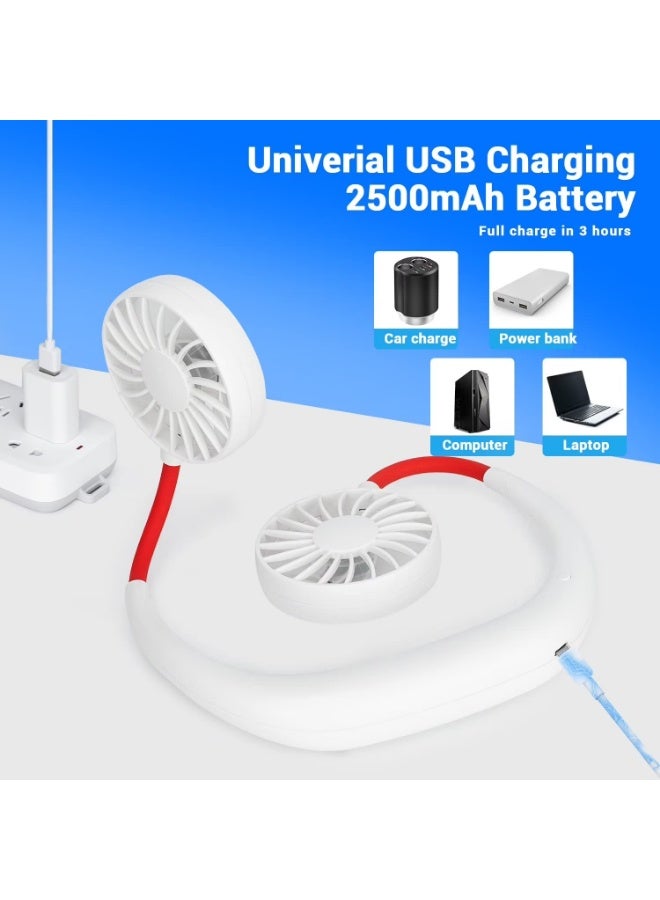 Portable Neck Fan Rechargeable Personal Hand-Free Fan Mini USB Wearable Neckband Sport Fan, 3 Speed Adjustable, 360 Degrees Free Rotation Perfect for Working, Traveling, Office, Reading - Image 4