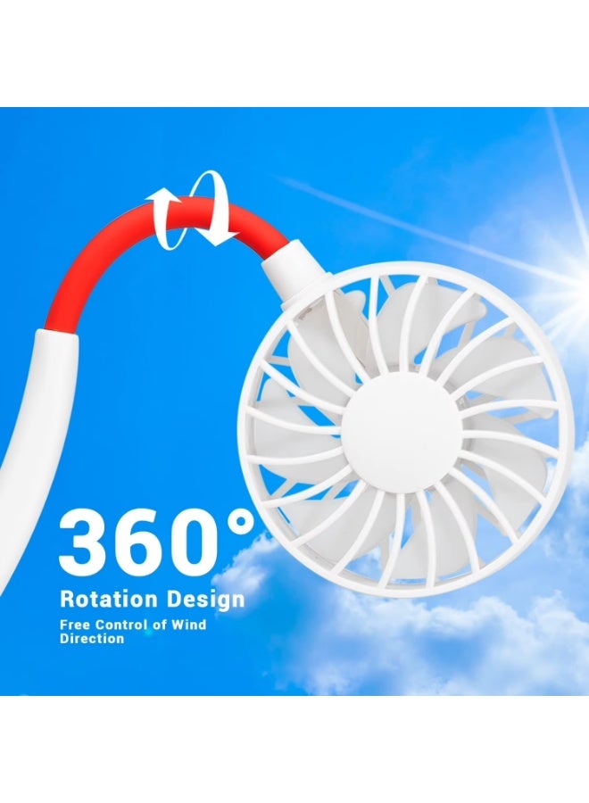 Portable Neck Fan Rechargeable Personal Hand-Free Fan Mini USB Wearable Neckband Sport Fan, 3 Speed Adjustable, 360 Degrees Free Rotation Perfect for Working, Traveling, Office, Reading - Image 3