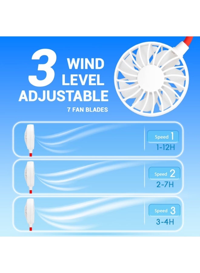 Portable Neck Fan Rechargeable Personal Hand-Free Fan Mini USB Wearable Neckband Sport Fan, 3 Speed Adjustable, 360 Degrees Free Rotation Perfect for Working, Traveling, Office, Reading - Image 5
