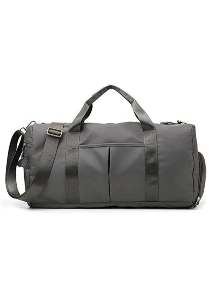 MahMir Gym Bag with Shoes Compartment, Sports Bag with Waterproof Pocket for Wet Towels, Travel Duffel Bag for Men and Women by MahMir Grey  - Image 2