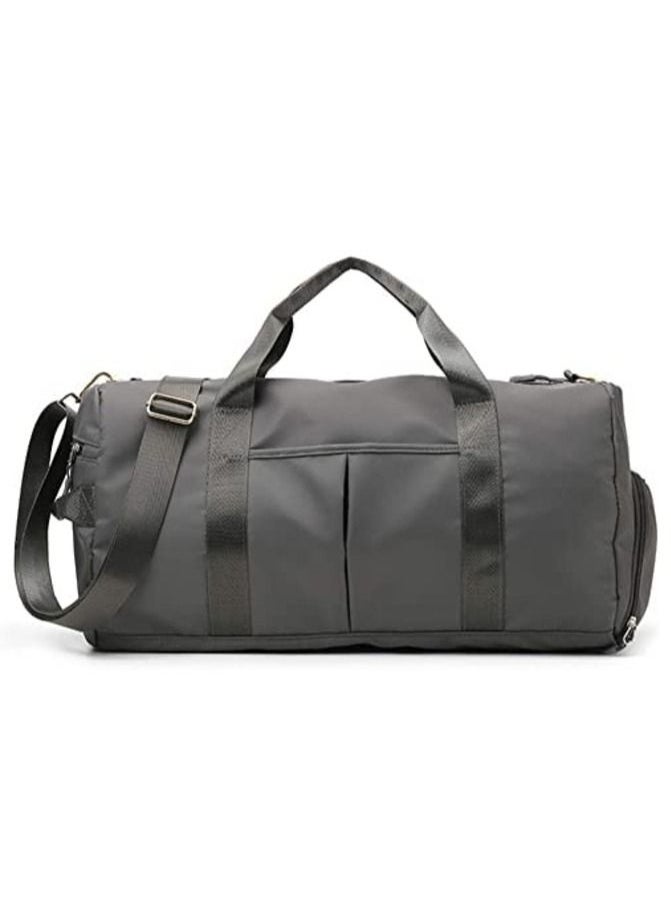 MahMir Gym Bag with Shoes Compartment, Sports Bag with Waterproof Pocket for Wet Towels, Travel Duffel Bag for Men and Women by MahMir Grey  - Image 1