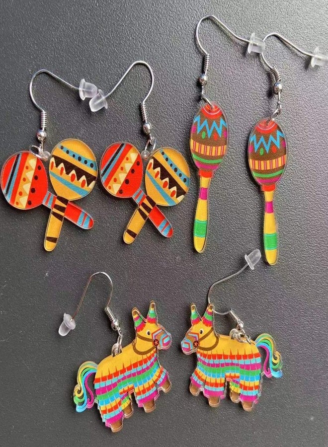 Frodete Cinco De Mayo Earrings for Women Mexican Fiesta Earrings Cinco De Mayo Outfit Shirts for Women Acrylic Hat Cactus Guitar Drop Earring Mexican Festival Jewelry Gifts - Image 5