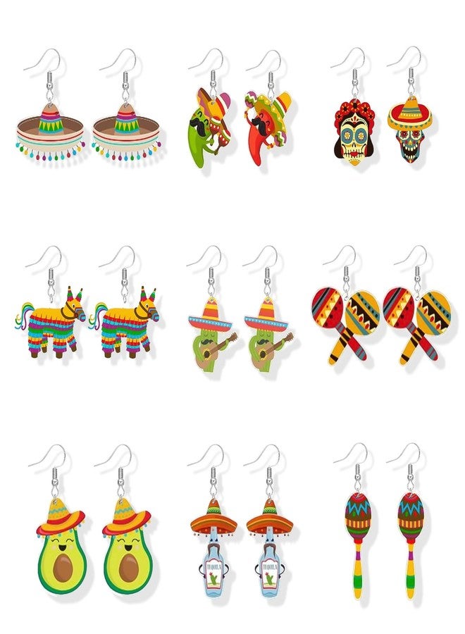 Frodete Cinco De Mayo Earrings for Women Mexican Fiesta Earrings Cinco De Mayo Outfit Shirts for Women Acrylic Hat Cactus Guitar Drop Earring Mexican Festival Jewelry Gifts - Image 1